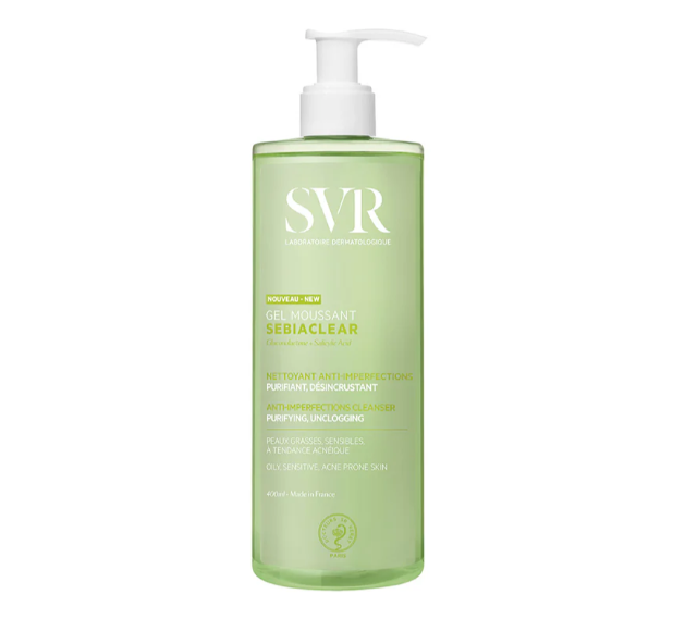 SVR Sebiaclear - Gel Moussant de 400 ml (Limpiador sin jabón, Purificante y desincrustante)